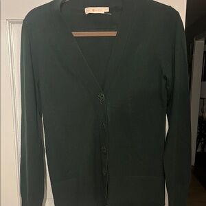 Tory Burch Forest Green Button-Up Cardigan